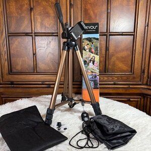 50" Adjustable Bronze Aluminum Bluetooth Wireless Remote Universal Phone Tripod